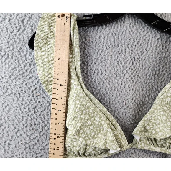 Eberjey Graziela Bikini Top Women's M Pear/Ivory Floral Ruffle Trim Tie Closure - Picture 9 of 15